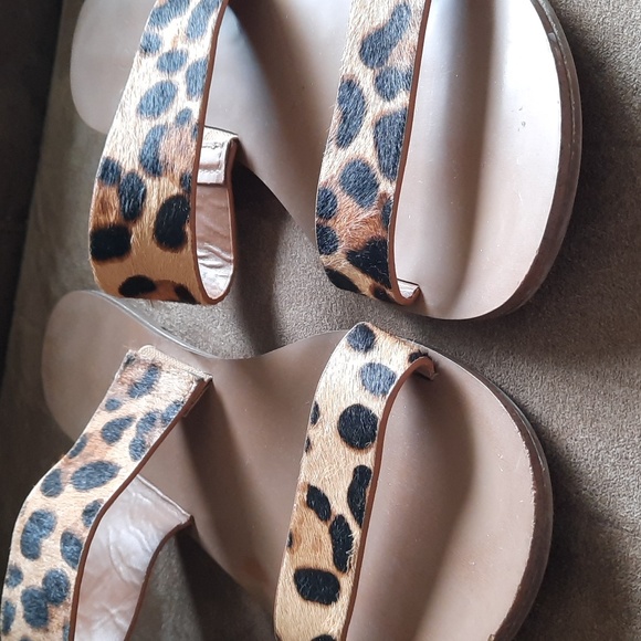 J Crew Leopard double strap sandals 8 - Picture 3 of 4